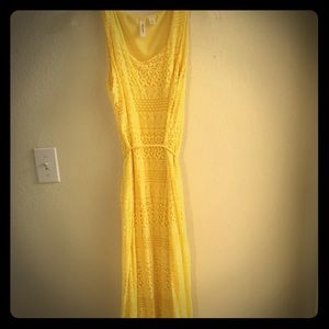 Long yellow lace dress